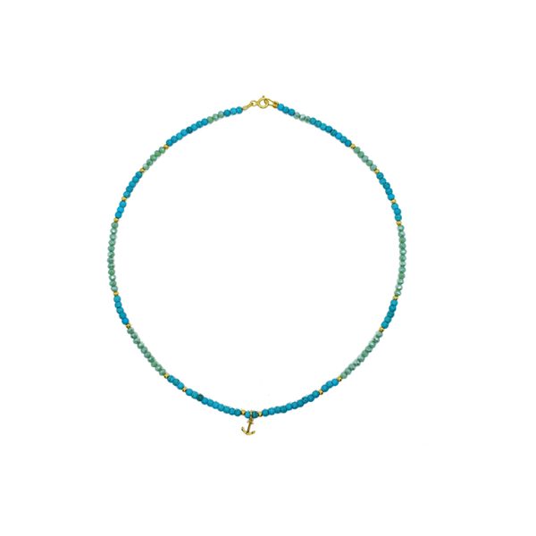 Turquoise Semiprecious Mini Anchor ogrlica